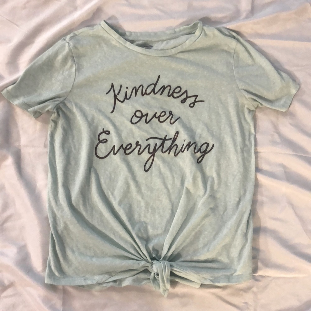 Old Navy Girl’s Slub Cotton Tie Front Kindness Tee—XL (14)